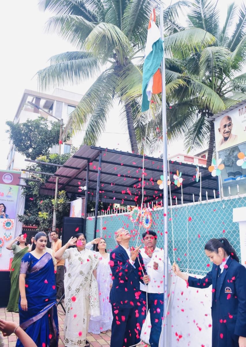 Flag hoisting on Independence Day at MGS