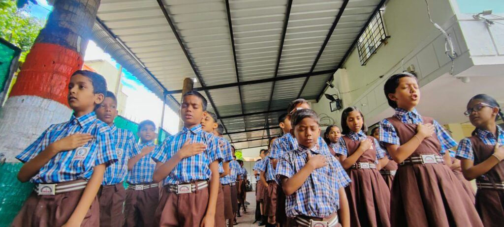 Students of MGS during morning assembly